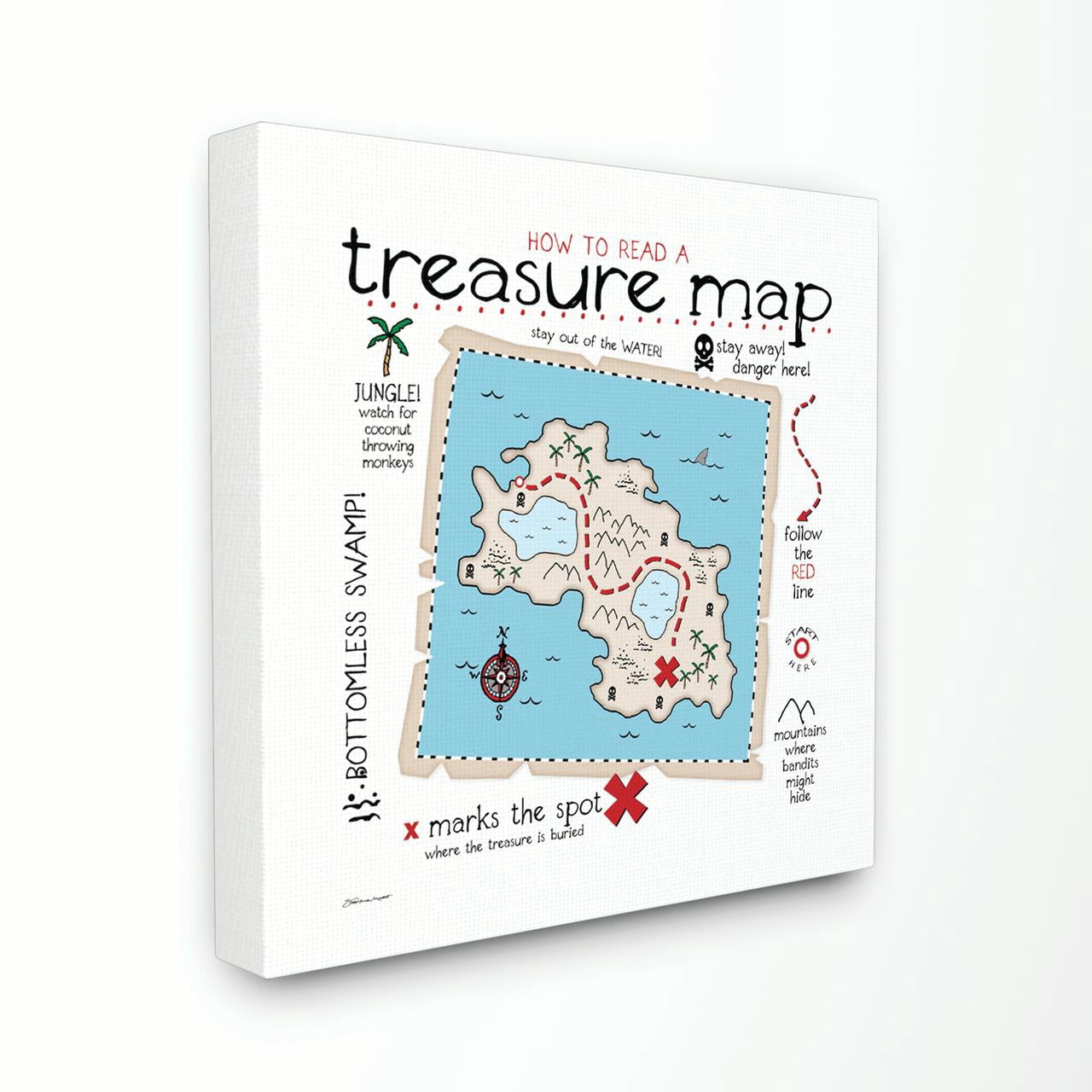 The Kids Room by Stupell How to Read Treasure Map Canvas Wall Art by Stephanie Workman Marrott
