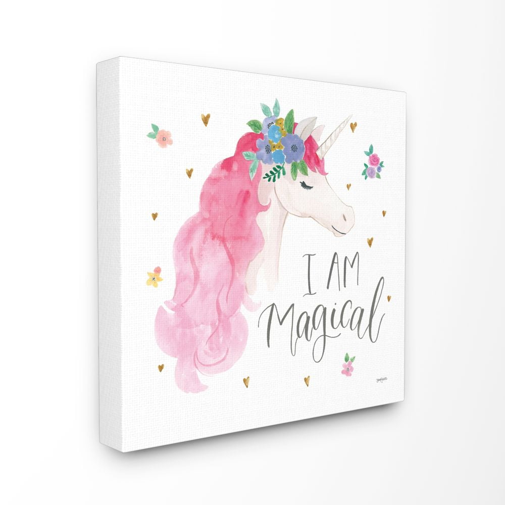 The Kids Room by Stupell I Am Magical Kids Nursery Unicorn Pink Watercolor Design Canvas Wall Art by Jenaya Jackson
