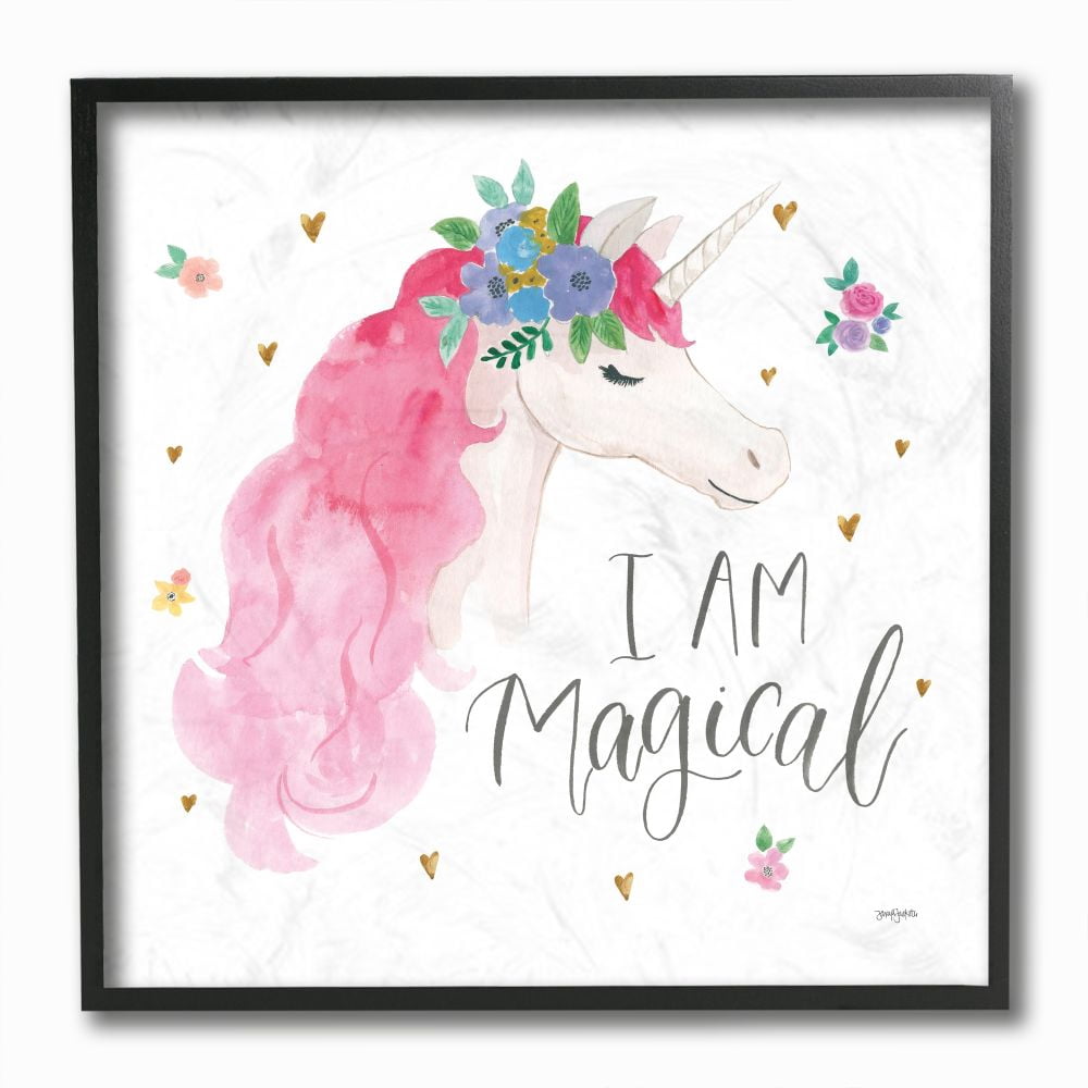 The Kids Room by Stupell I Am Magical Kids Nursery Unicorn Pink Watercolor Design Framed Giclee Texturized Art by Jenaya Jackson