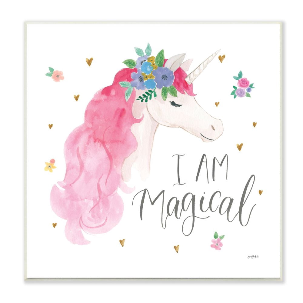 The Kids Room by Stupell I Am Magical Kids Nursery Unicorn Pink Watercolor Design Wall Plaque Art by Jenaya Jackson