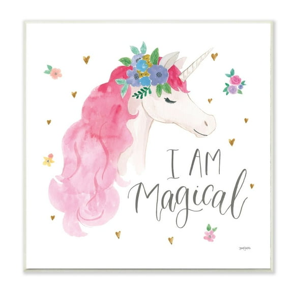 The Kids Room by Stupell I Am Magical Kids Nursery Unicorn Pink Watercolor Design Wall Plaque Art by Jenaya Jackson