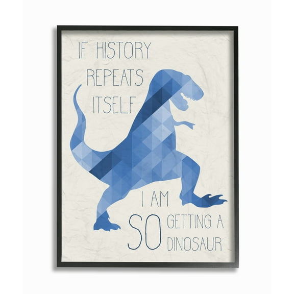 The Kids Room by Stupell I Am SO Getting a Dinosaur Blue Geometric Trex Framed Giclee Texturized Art, 11 x 1.5 x 14