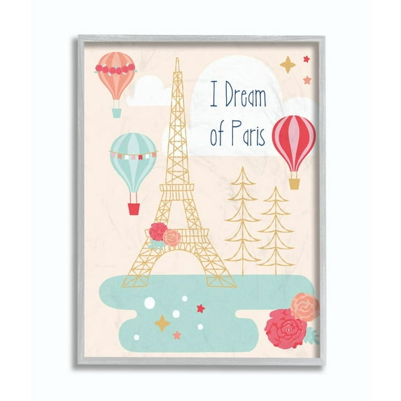 The Kids Room by Stupell I Dream Of Paris Framed Wall Art by Liz Mytinger