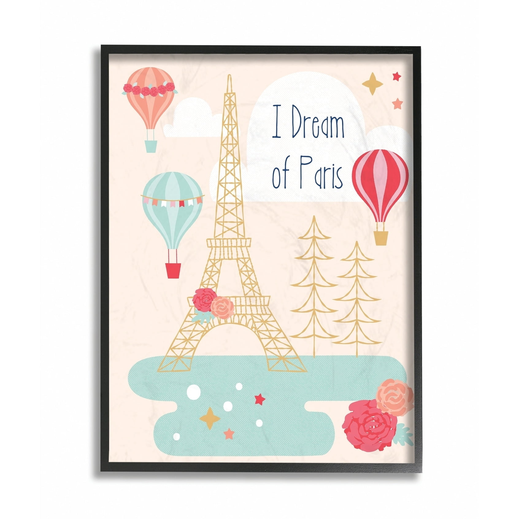 The Kids Room by Stupell I Dream Of Paris Framed Wall Art by Liz Mytinger