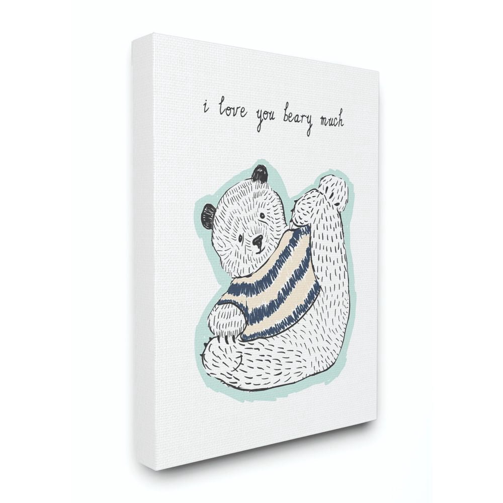 The Kids Room by Stupell I Love You Beery M,. Much Cartoon Sweater Bear Canvas Wall Art