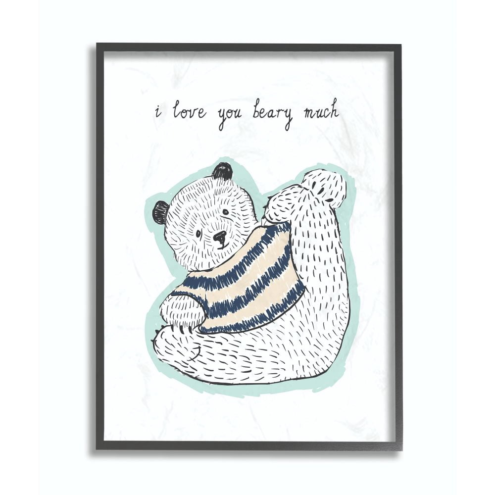 The Kids Room by Stupell I Love You Beery M,. Much Cartoon Sweater Bear Framed Giclee Texturized Art