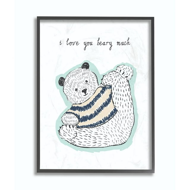 The Kids Room by Stupell I Love You Beery M,. Much Cartoon Sweater Bear Framed Giclee Texturized Art