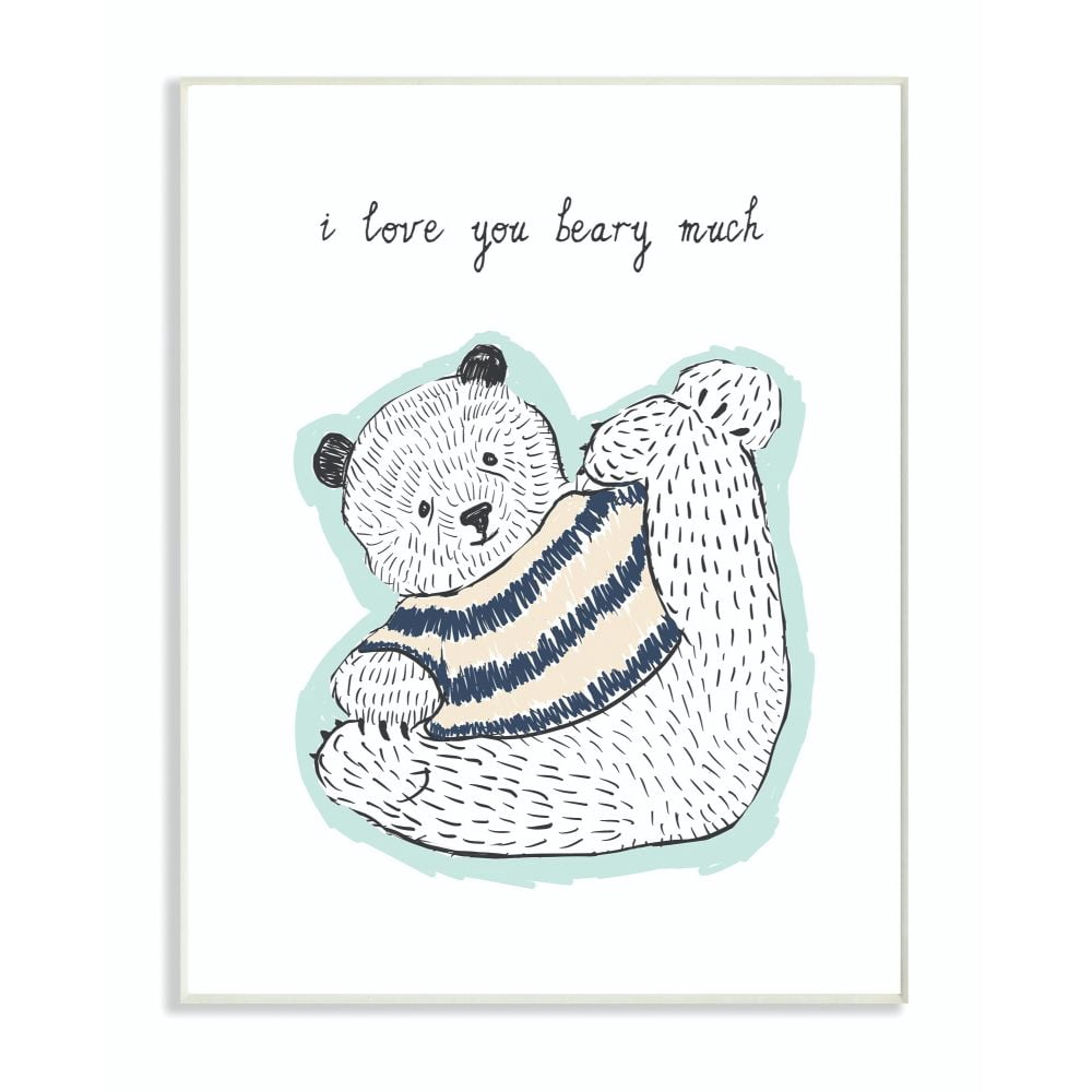 The Kids Room by Stupell I Love You Beery M,. Much Cartoon Sweater Bear Wood Wall Art