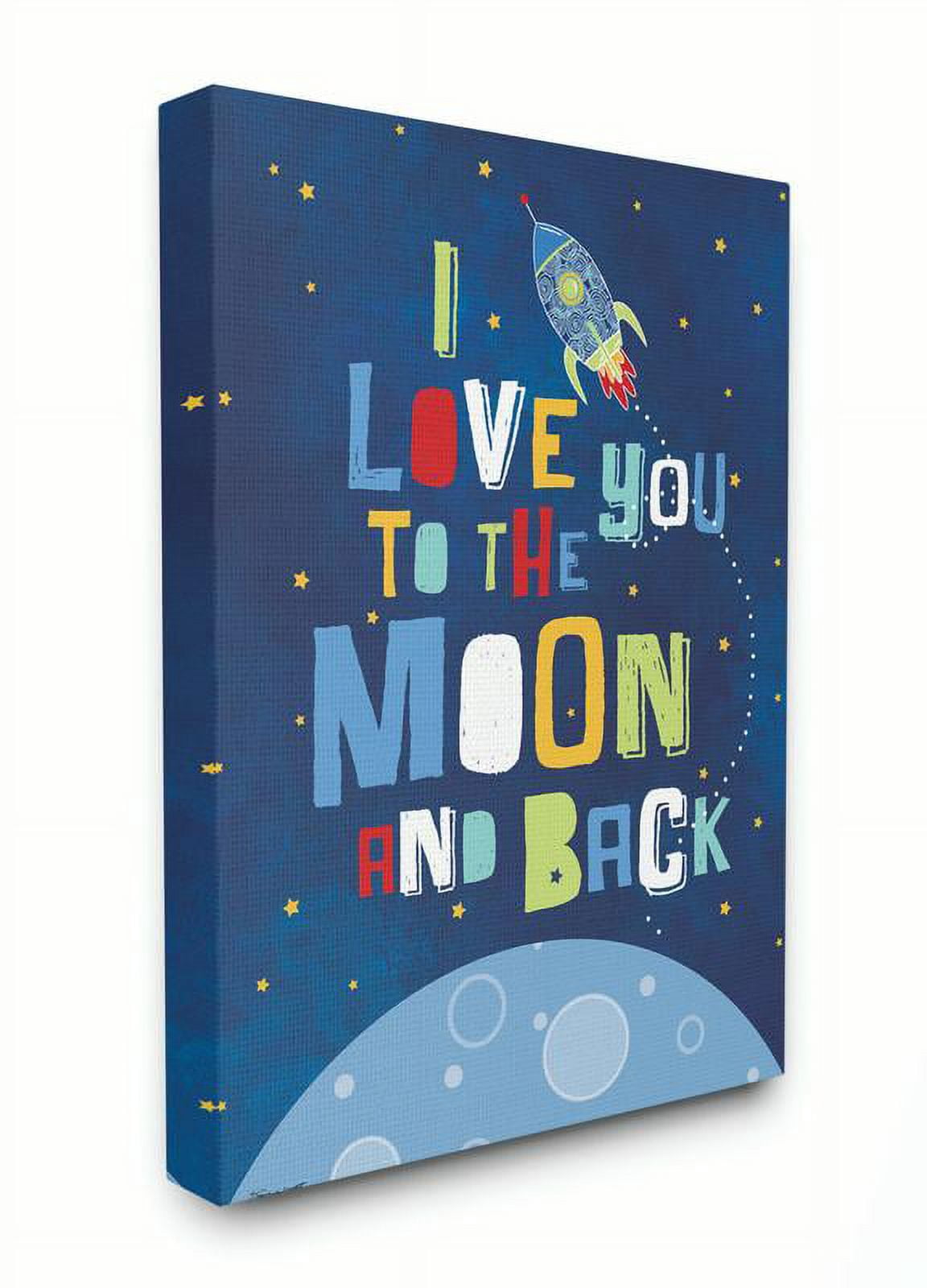 The Kids Room by Stupell I Love You Moon and Back Rocket Ship Canvas Wall Art by Stephanie Workman Marrott