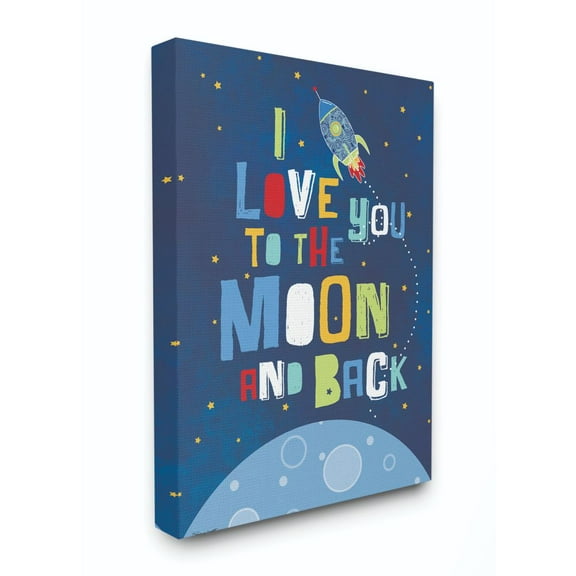The Kids Room by Stupell I Love You Moon and Back Rocket Ship Canvas Wall Art by Stephanie Workman Marrott
