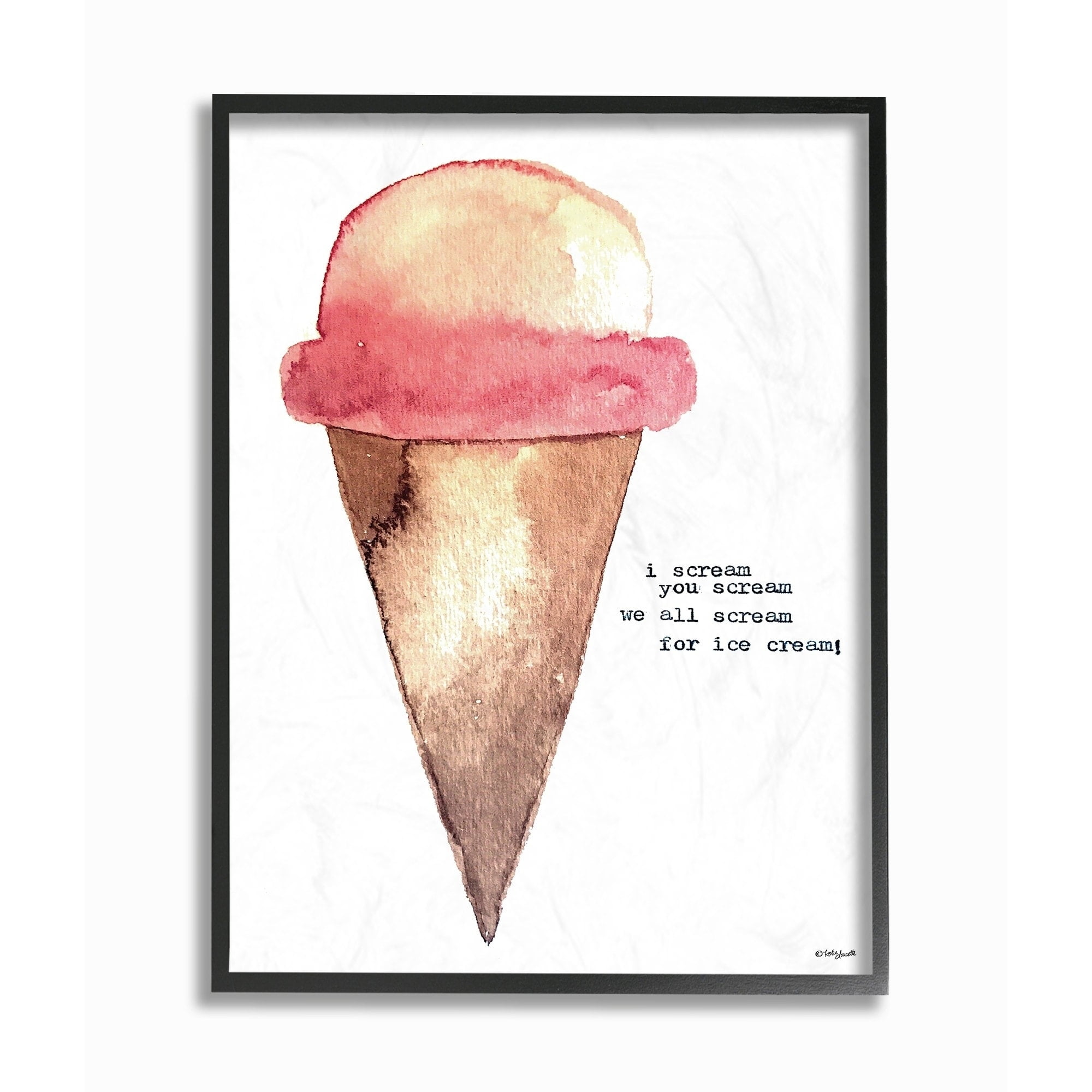 The Kids Room by Stupell I Scream For Ice Cream Watercolor Framed Giclee Texturized Art, 11 x 1.5 x 14