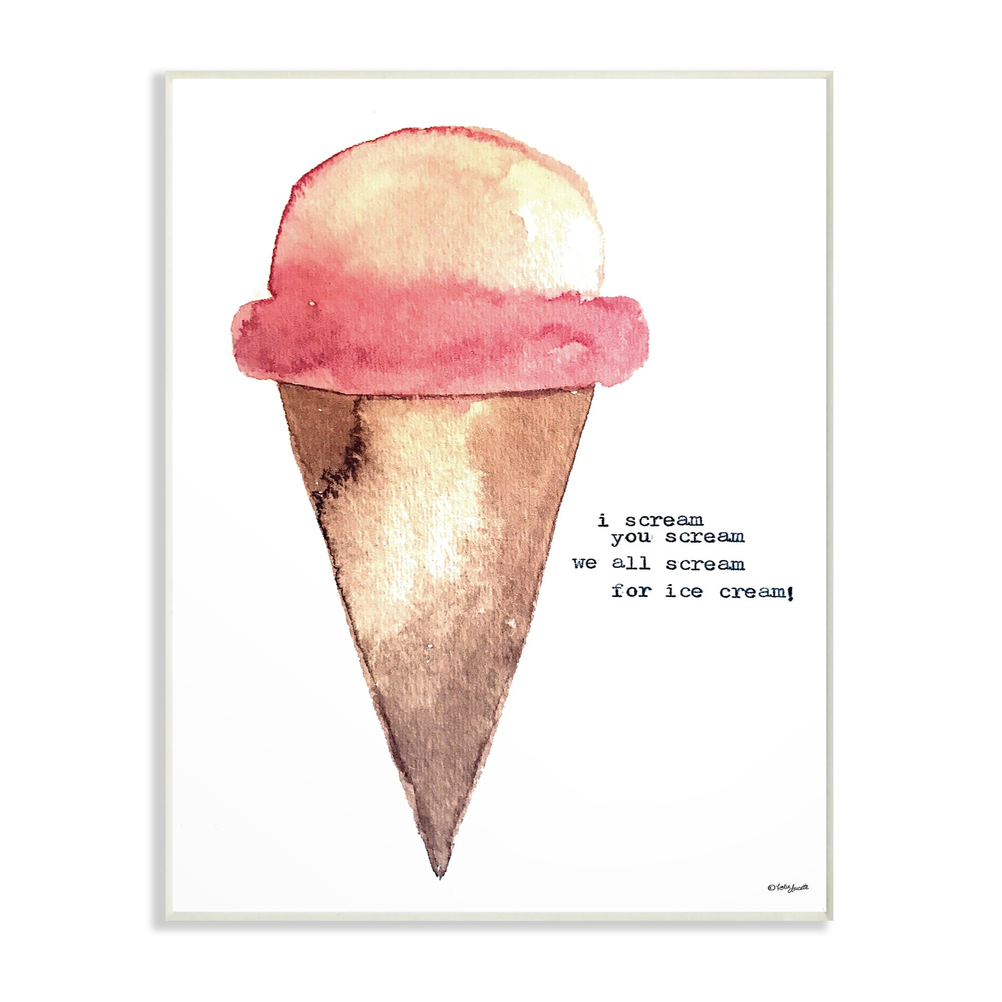 The Kids Room by Stupell I Scream For Ice Cream Watercolor Oversized Wall Plaque Art, 12.5 x 0.5 x 18.5