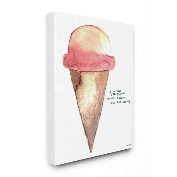 The Kids Room by Stupell I Scream For Ice Cream Watercolor Stretched Canvas Wall Art, 30 x 1.5 x 40