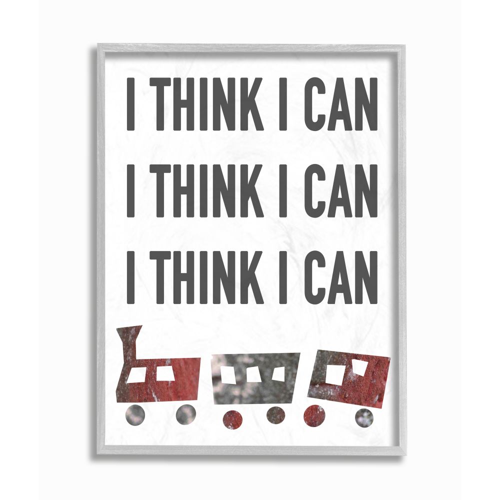 The Kids Room by Stupell I Think I Can Train Typography Framed Wall Art by Daphne Polselli