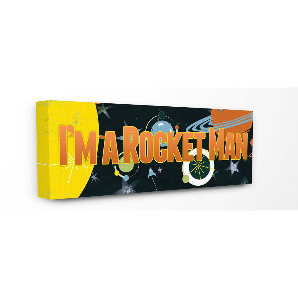 The Kids Room by Stupell I'm A Rocket Man Space Kids Nursery Orange Word Design Canvas Wall Art by The Saturday Evening Post