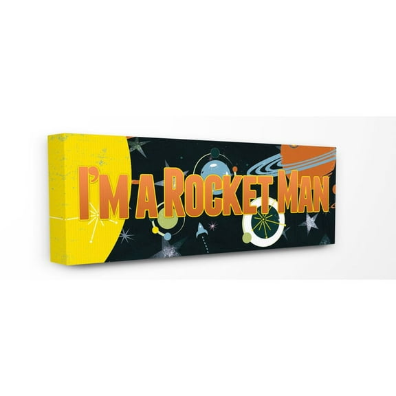 The Kids Room by Stupell I'm A Rocket Man Space Kids Nursery Orange Word Design Canvas Wall Art by The Saturday Evening Post