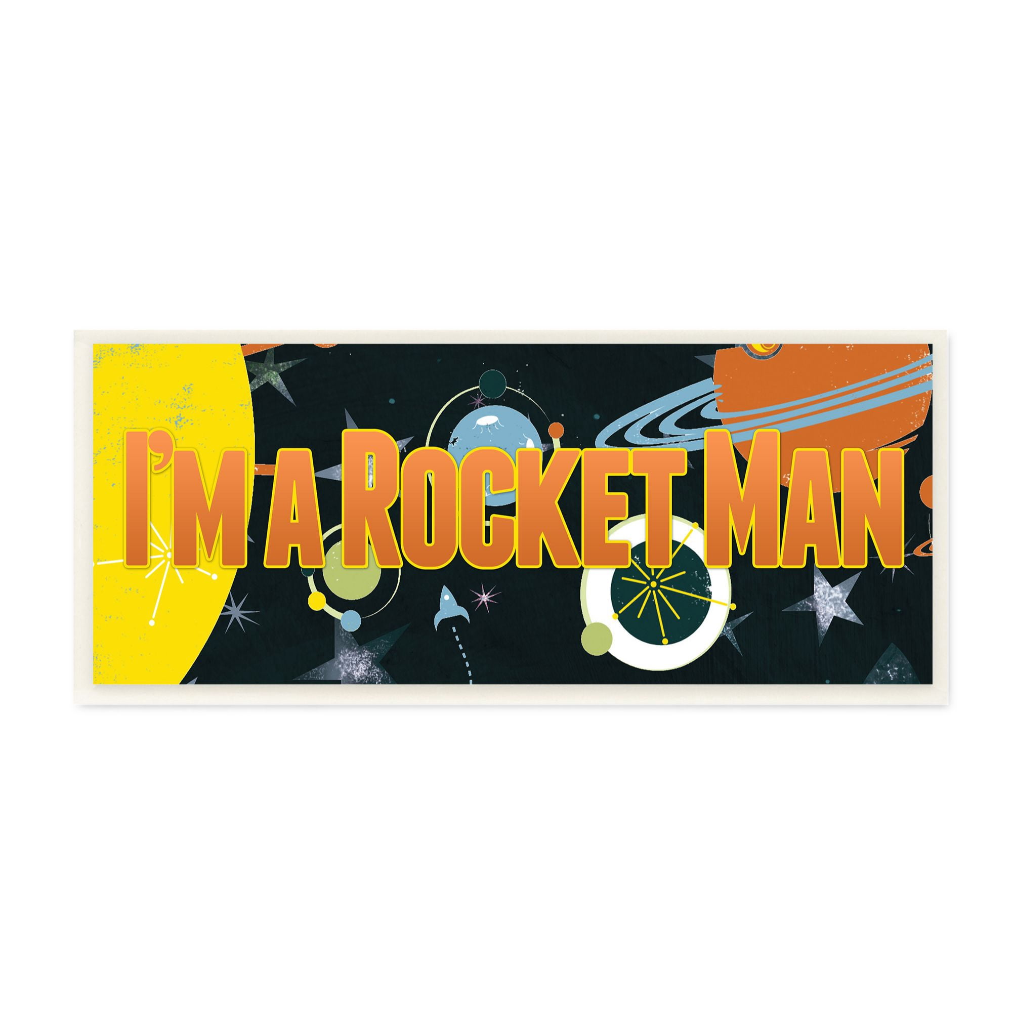 The Kids Room by Stupell I'm A Rocket Man Space Kids Nursery Orange Word Design Wall Plaque by The Saturday Evening Post