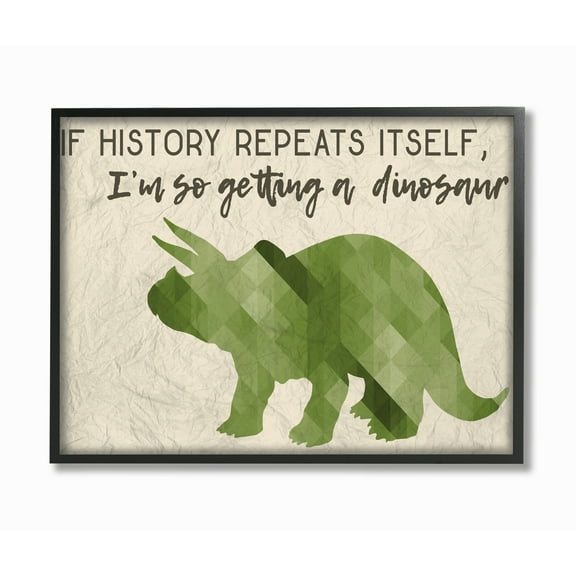 The Kids Room by Stupell I'm So Getting a Dinosaur Green Triceratops Framed Wall Art by Daphne Polselli