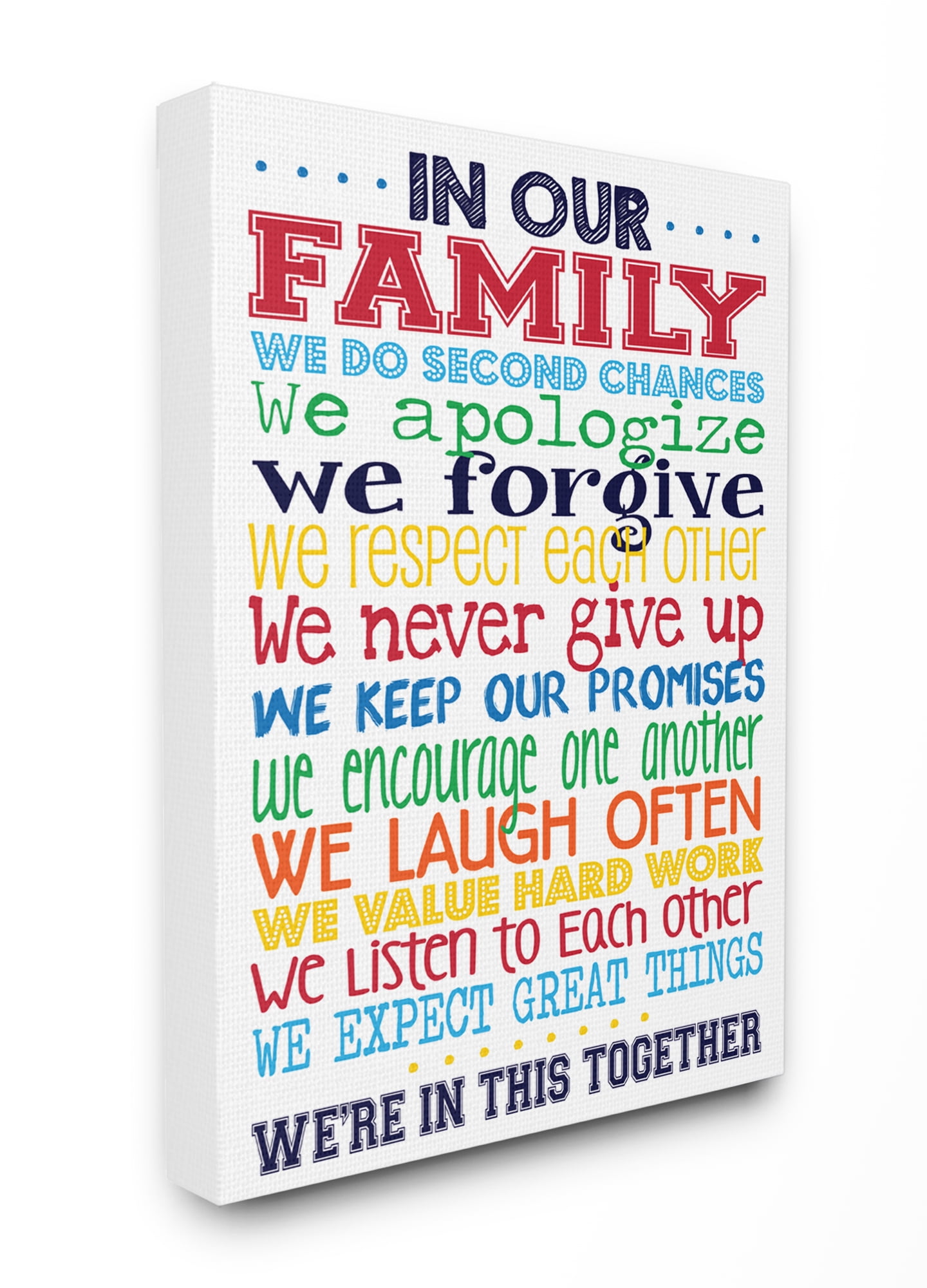 The Kids Room by Stupell In Our Family Rainbow Typog Canvas Wall Art by Erica Billups