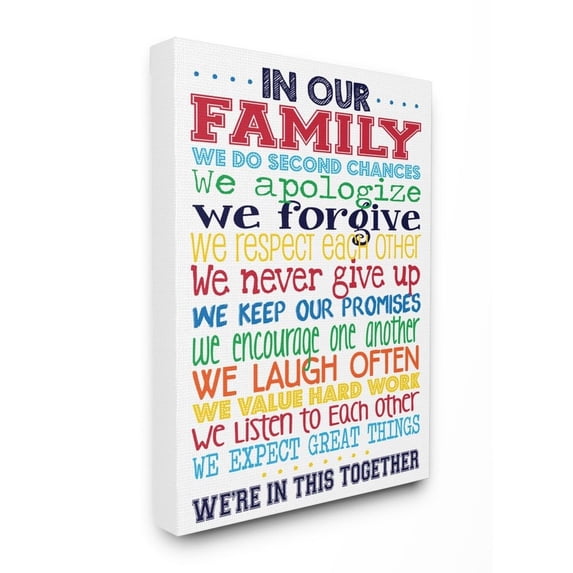 The Kids Room by Stupell In Our Family Rainbow Typog Canvas Wall Art by Erica Billups