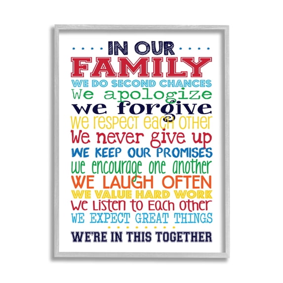 The Kids Room by Stupell In Our Family Rainbow Typog Framed Wall Art by Erica Billups