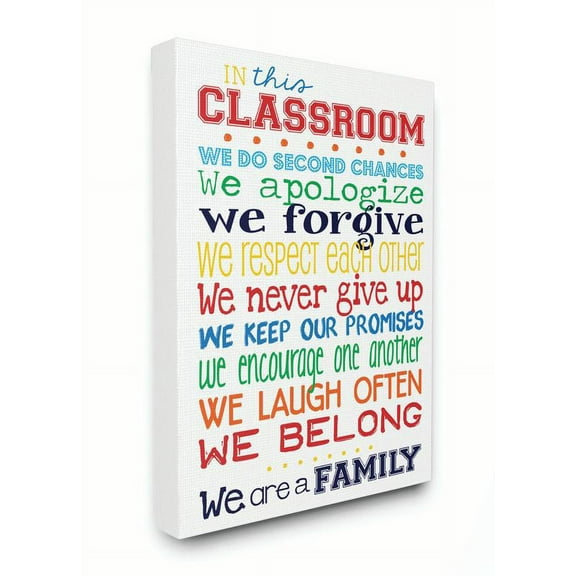 The Kids Room by Stupell In This Classroom Rules Typography Art Canvas Wall Art by Erica Billups