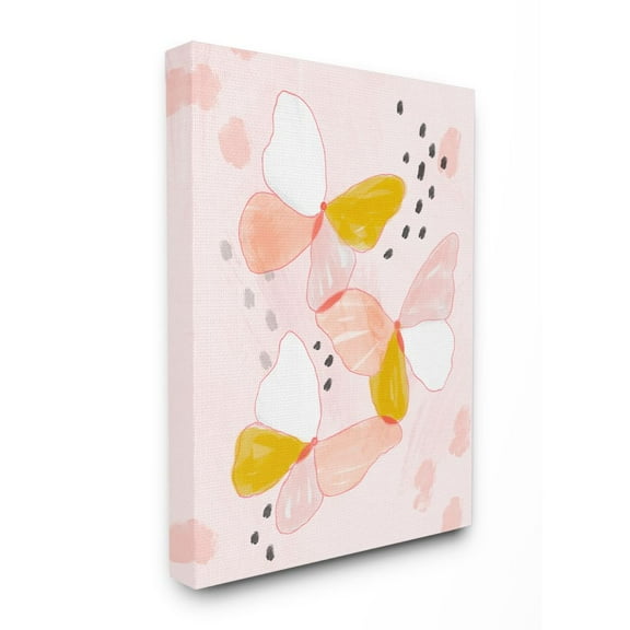 The Kids Room by Stupell Kids Abstract Pink Butterfly Design Canvas Wall Art by Daphne Polselli