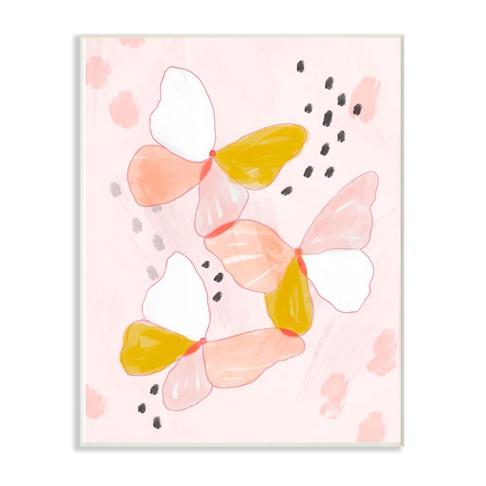 The Kids Room by Stupell Kids Abstract Pink Butterfly Design Wall Plaque Art by Daphne Polselli