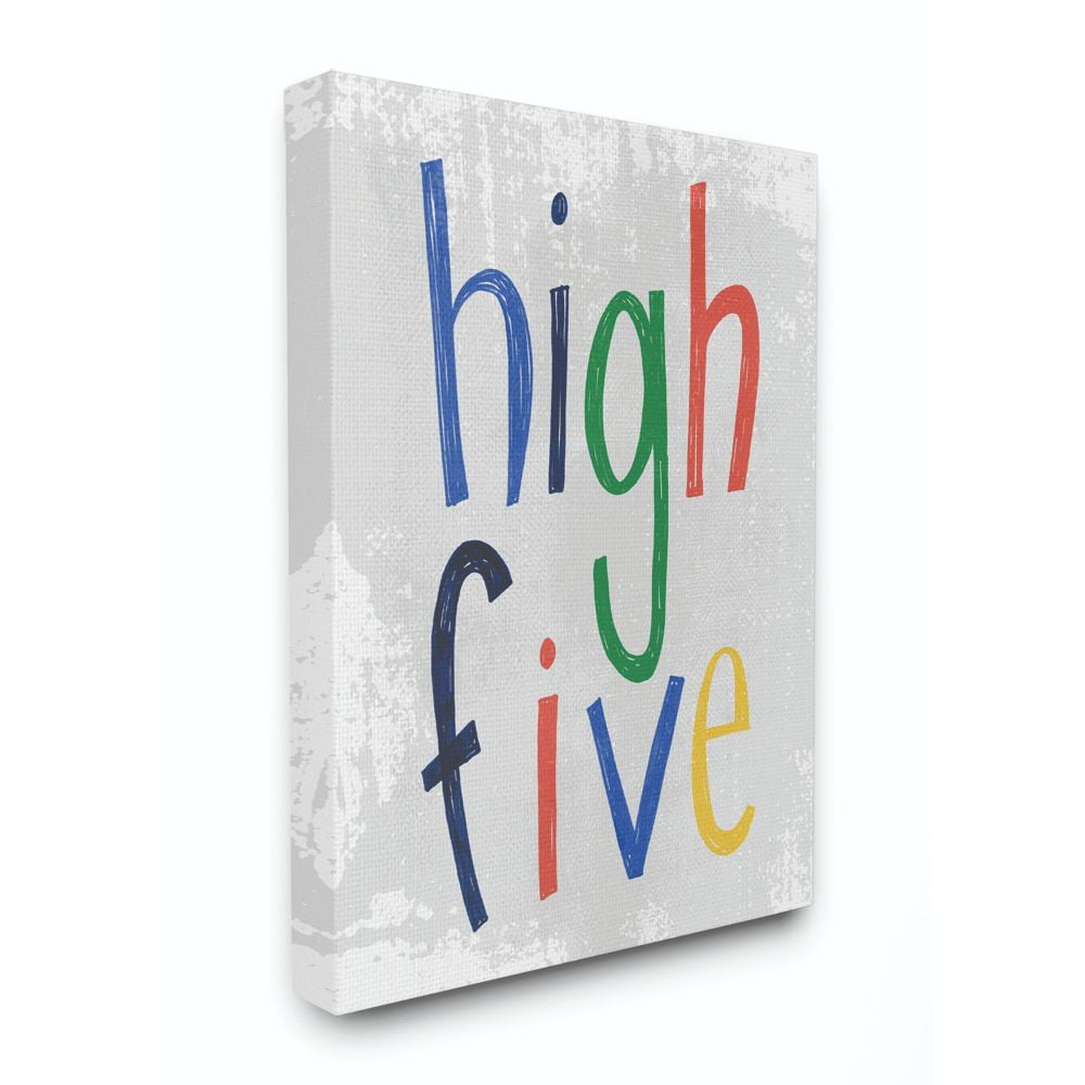 The Kids Room by Stupell Kids Cool High Five Colorful Word Design Canvas Wall Art by Daphne Polselli