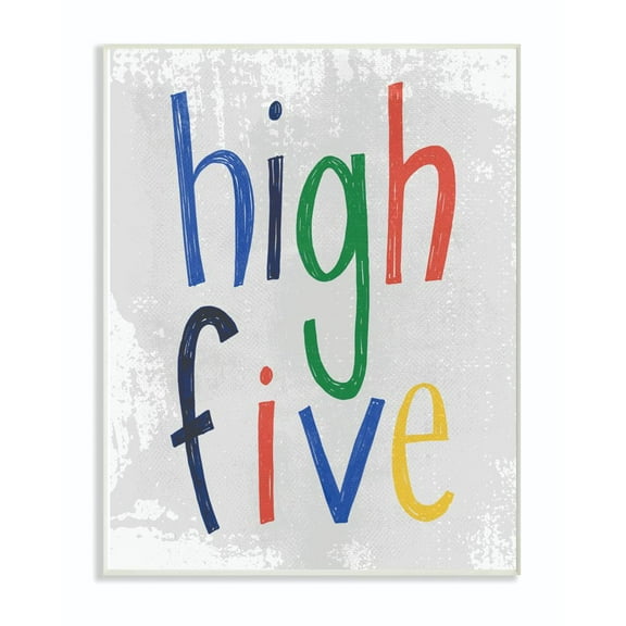 The Kids Room by Stupell Kids Cool High Five Colorful Word Design Wall Plaque Art by Daphne Polselli