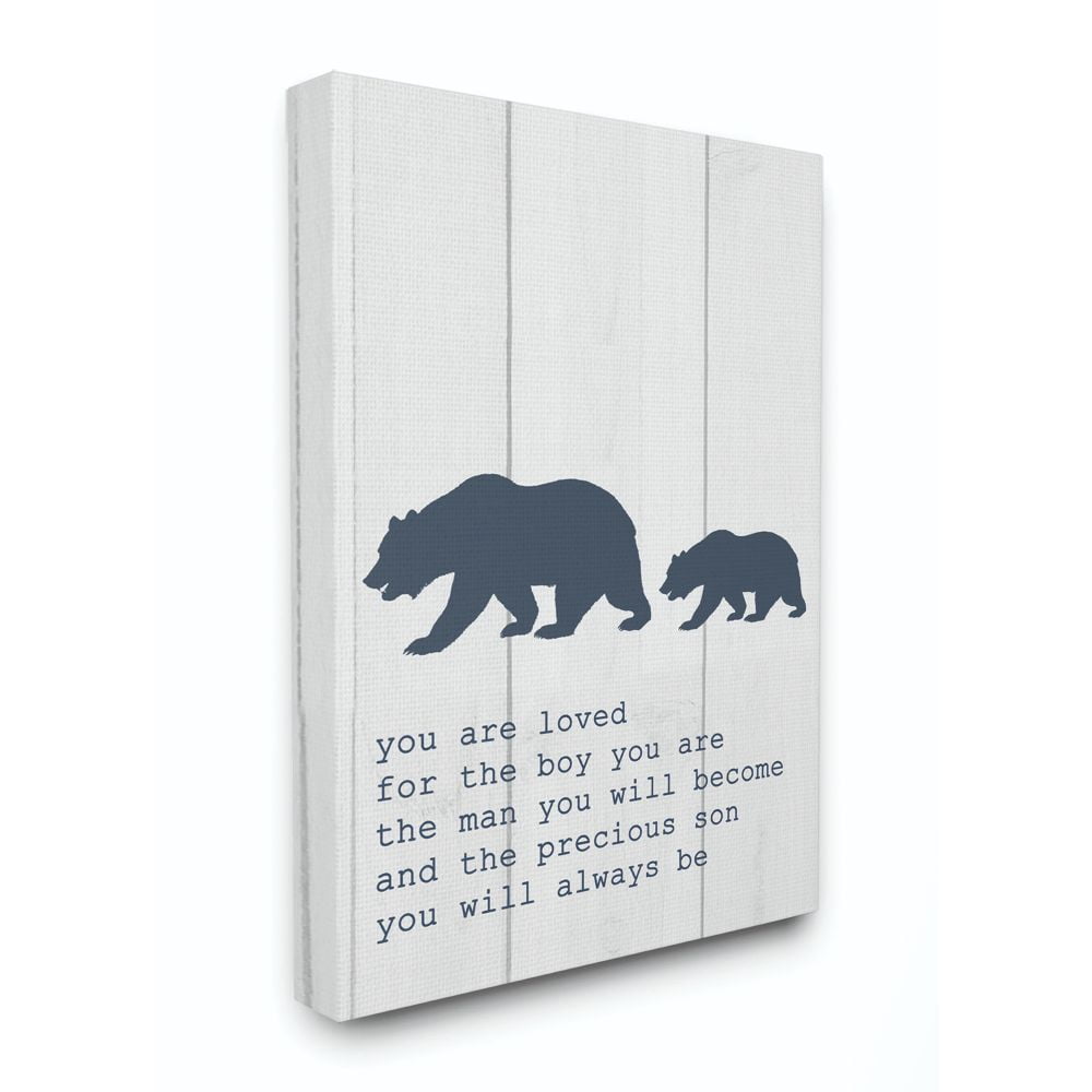The Kids Room by Stupell Kids Inspirational Word Boys Bear Family Animal Design Canvas Wall Art by Daphne Polselli