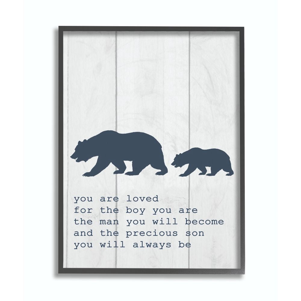 The Kids Room by Stupell Kids Inspirational Word Boys Bear Family Animal Design Framed Giclee Texturized Art by Daphne Polselli