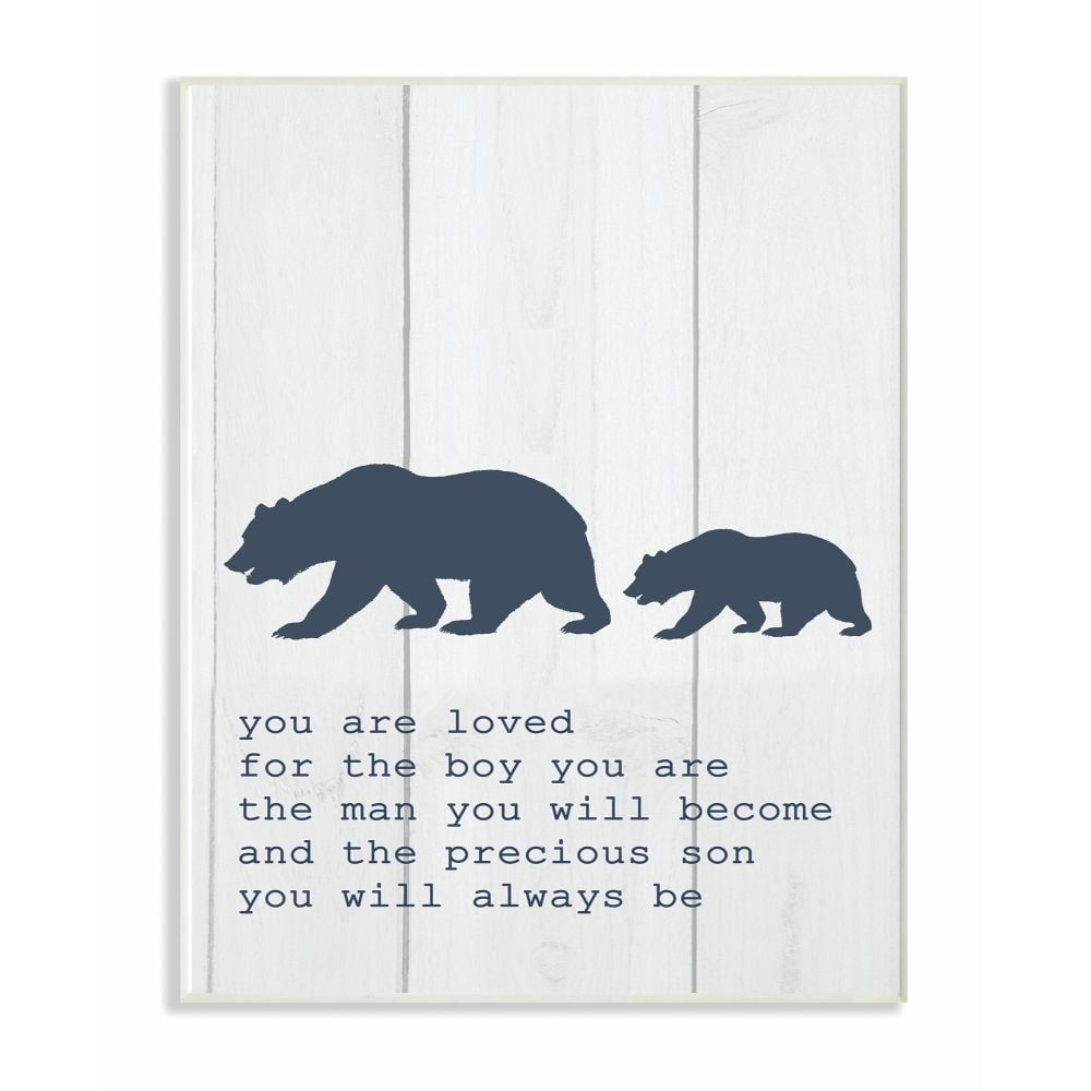 The Kids Room by Stupell Kids Inspirational Word Boys Bear Family Animal Design Wall Plaque Art by Daphne Polselli