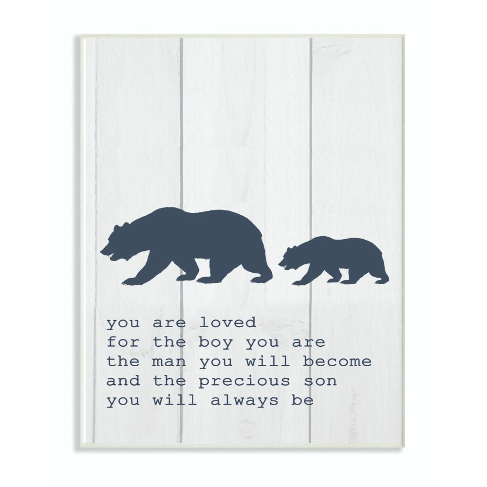 The Kids Room by Stupell Kids Inspirational Word Boys Bear Family Animal Design Wall Plaque Art by Daphne Polselli