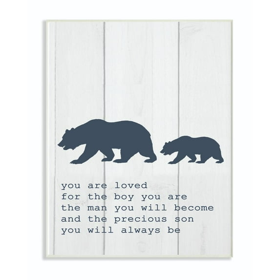 The Kids Room by Stupell Kids Inspirational Word Boys Bear Family Animal Design Wall Plaque Art by Daphne Polselli