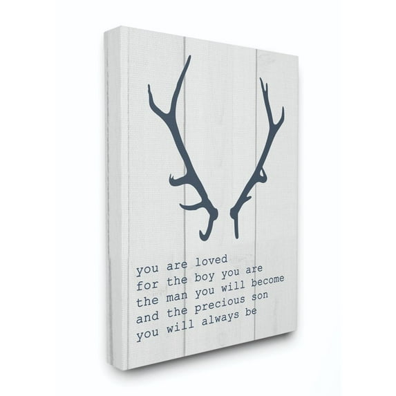 The Kids Room by Stupell Kids Inspirational Word Boys Deer Antler Animal Design Canvas Wall Art by Daphne Polselli