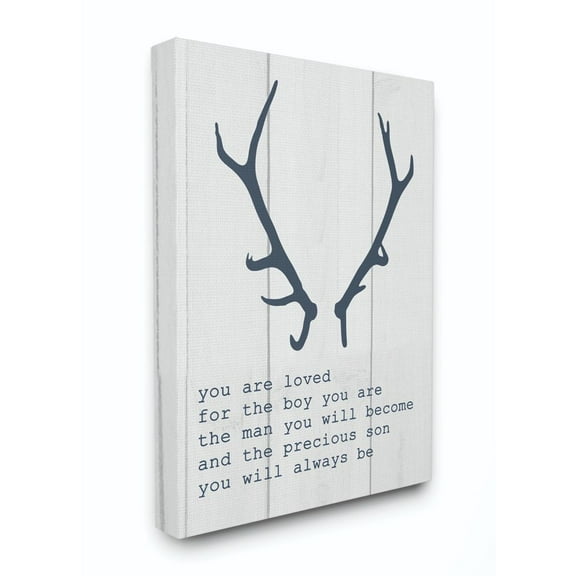 The Kids Room by Stupell Kids Inspirational Word Boys Deer Antler Animal Design Canvas Wall Art by Daphne Polselli