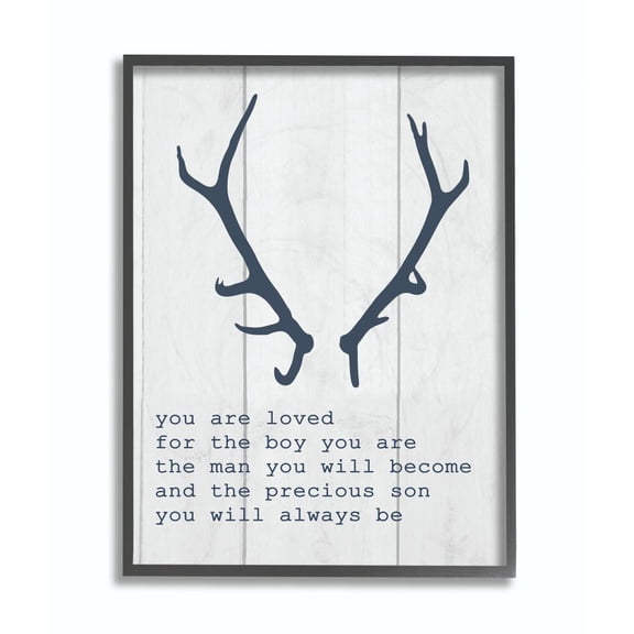 The Kids Room by Stupell Kids Inspirational Word Boys Deer Antler Animal Design Framed Giclee Texturized Art by Daphne Polselli