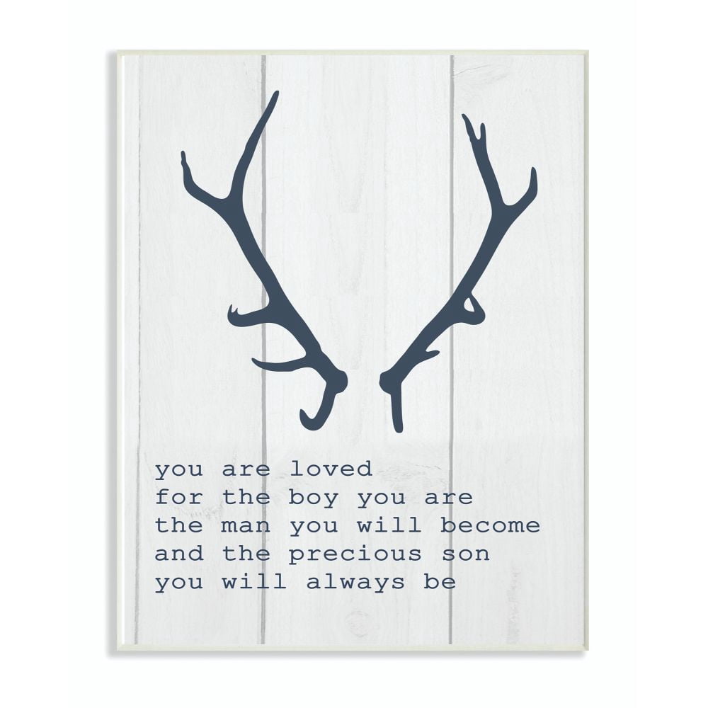 The Kids Room by Stupell Kids Inspirational Word Boys Deer Antler Animal Design Wall Plaque Art by Daphne Polselli