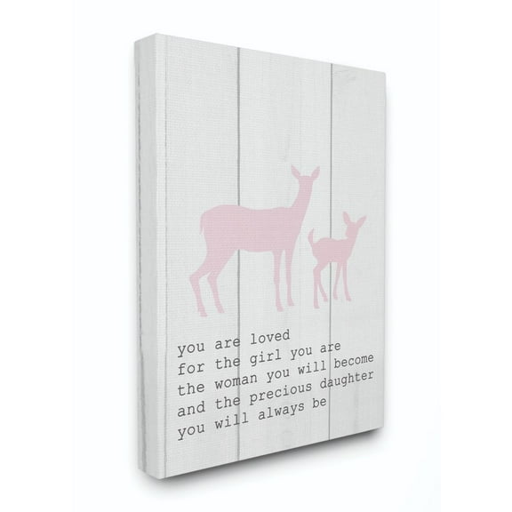 The Kids Room by Stupell Kids Inspirational Word Girls Deer Family Animal Design Canvas Wall Art by Daphne Polselli