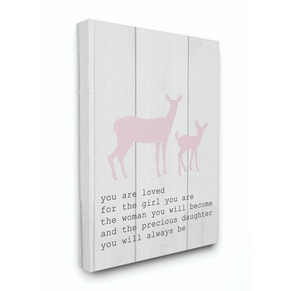The Kids Room by Stupell Kids Inspirational Word Girls Deer Family Animal Design Super Canvas Wall Art by Daphne Polselli
