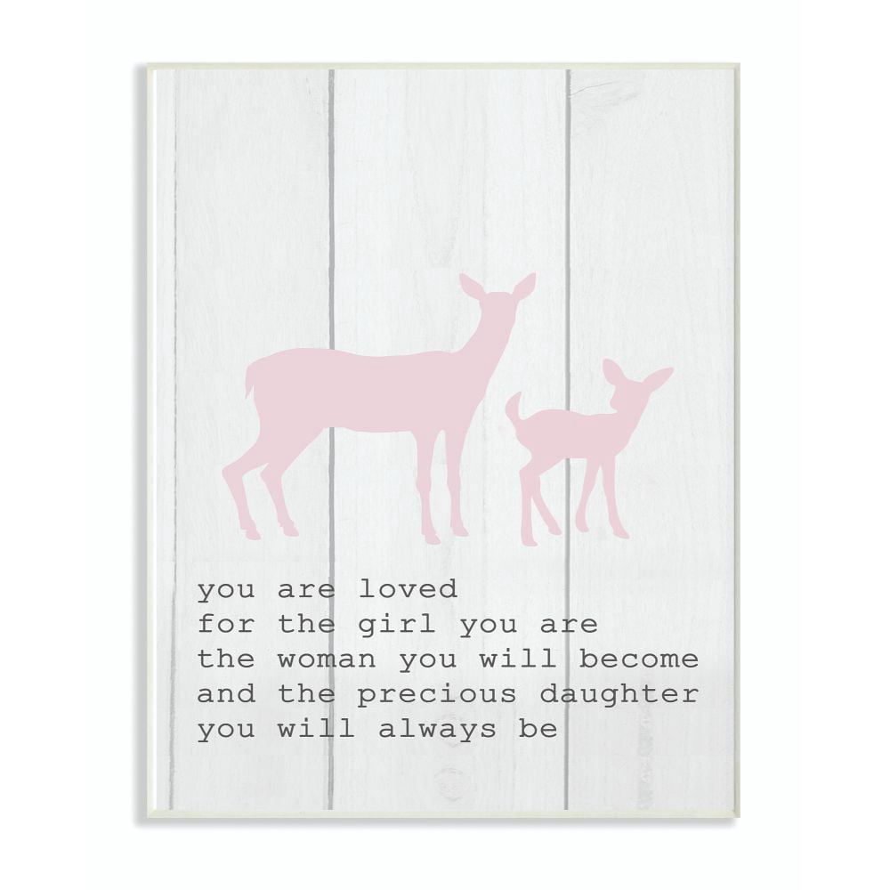 The Kids Room by Stupell Kids Inspirational Word Girls Deer Family Animal Design Wall Plaque Art by Daphne Polselli