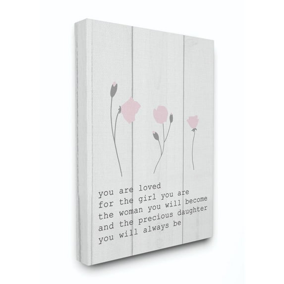 The Kids Room by Stupell Kids Inspirational Word Girls Flower Design Canvas Wall Art by Daphne Polselli