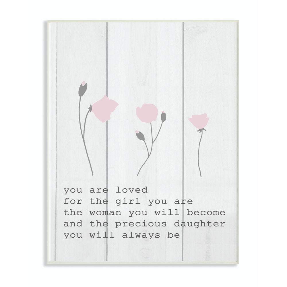 The Kids Room by Stupell Kids Inspirational Word Girls Flower Design Wall Plaque Art by Daphne Polselli