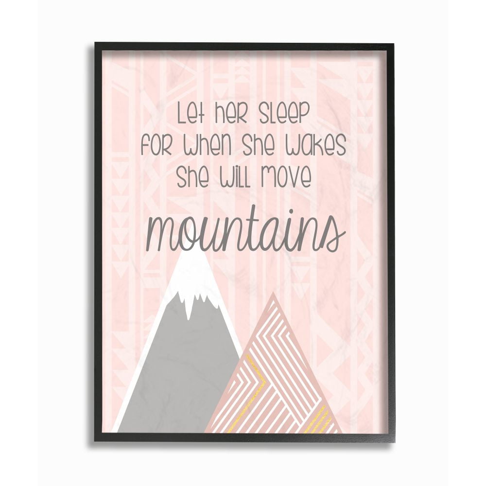 The Kids Room by Stupell Kids Inspirational Word Girls Pink Geometric Mountain Pattern Design Framed Giclee Texturized Art by Anna Quach