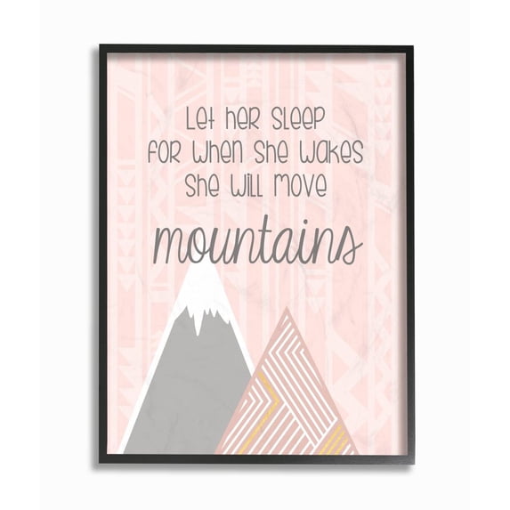 The Kids Room by Stupell Kids Inspirational Word Girls Pink Geometric Mountain Pattern Design Framed Giclee Texturized Art by Anna Quach