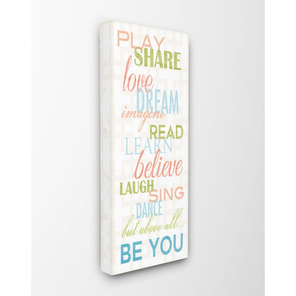 The Kids Room by Stupell Kids Inspirational Word Nursery Green Pink Blue Design Canvas Wall Art by Anna Quach