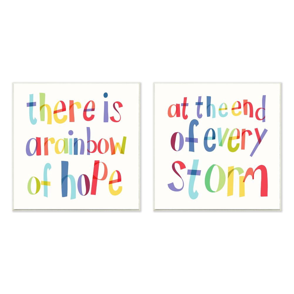 The Kids Room by Stupell Kids Inspirational Word Rainbow Nursery Design 2pc Wall Plaque Art Set by Daphne Polselli