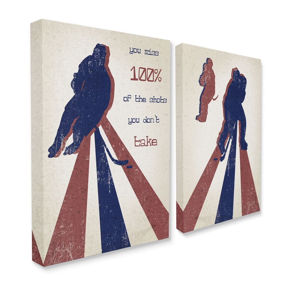 The Kids Room by Stupell Kids Inspirational Word Sports Hockey Design 2pc Canvas Wall Art Set by Daphne Polselli