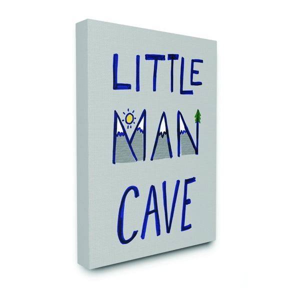 The Kids Room by Stupell Kids Little Man Cave Word Boys Blue Grey Nursery Design Canvas Wall Art by Daphne Polselli